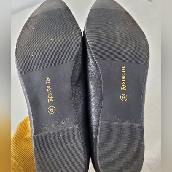 Restricted Leather Ballet Flat Shoes Black Gold Cap Two Tone Formal Slip On 6 - Picture 10 of 10